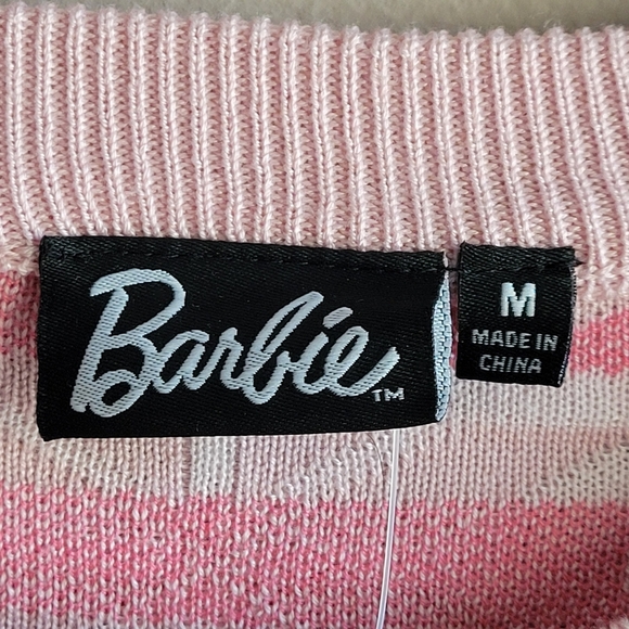 Brand New Pink BARBIE Logo Women's Sweater Top Size Medium 2024 Mattel - Picture 3 of 11